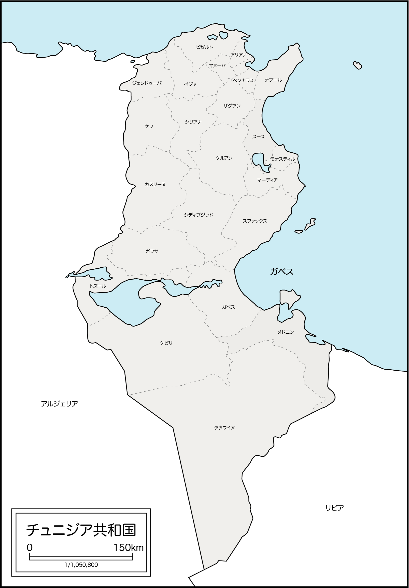 チュニジア国内地図
